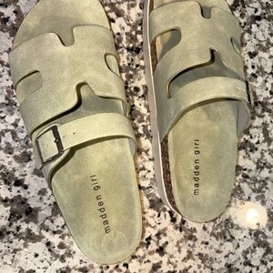 Madden Girl Light Olive Slide Sandals